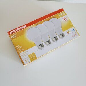 (4 pack) SYLVANIA LED A19 Light Bulb, 60W Equivalent Efficient 8.5W 2700K